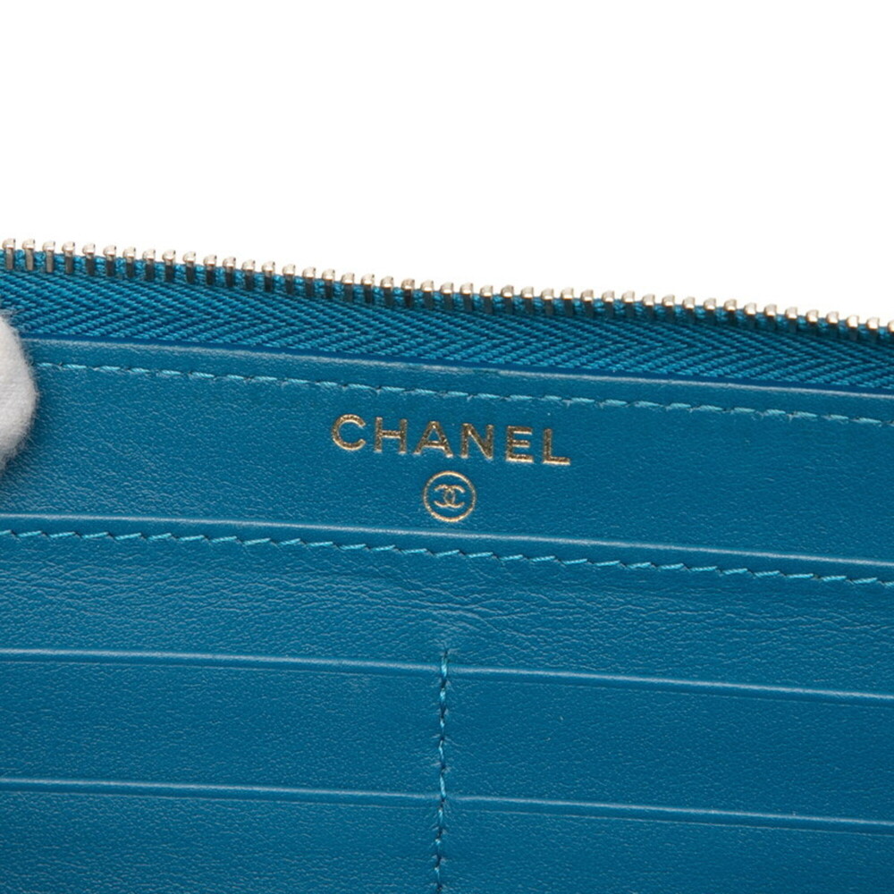 CHANEL Blue Caviar Leather Logo Wallet - Picture 5 of 7